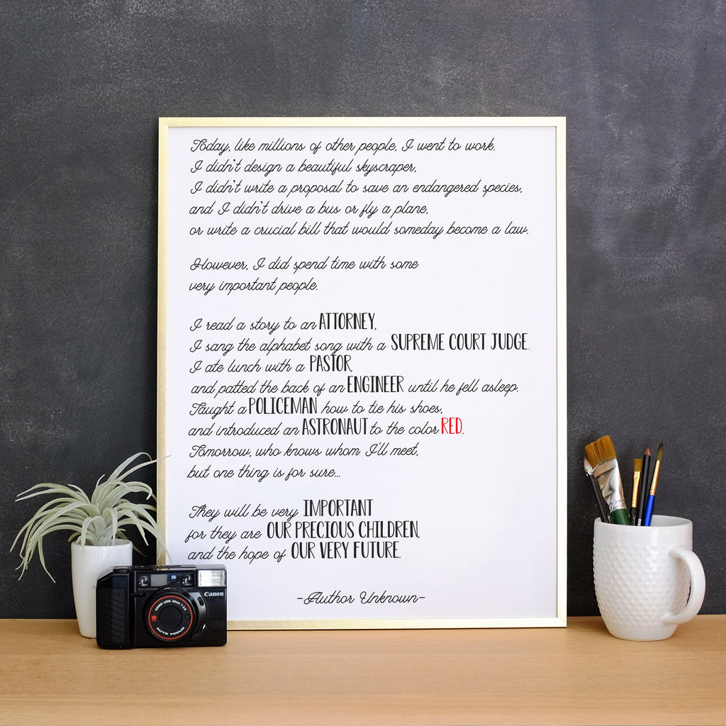 Teacher Appreciation "Today" Poem